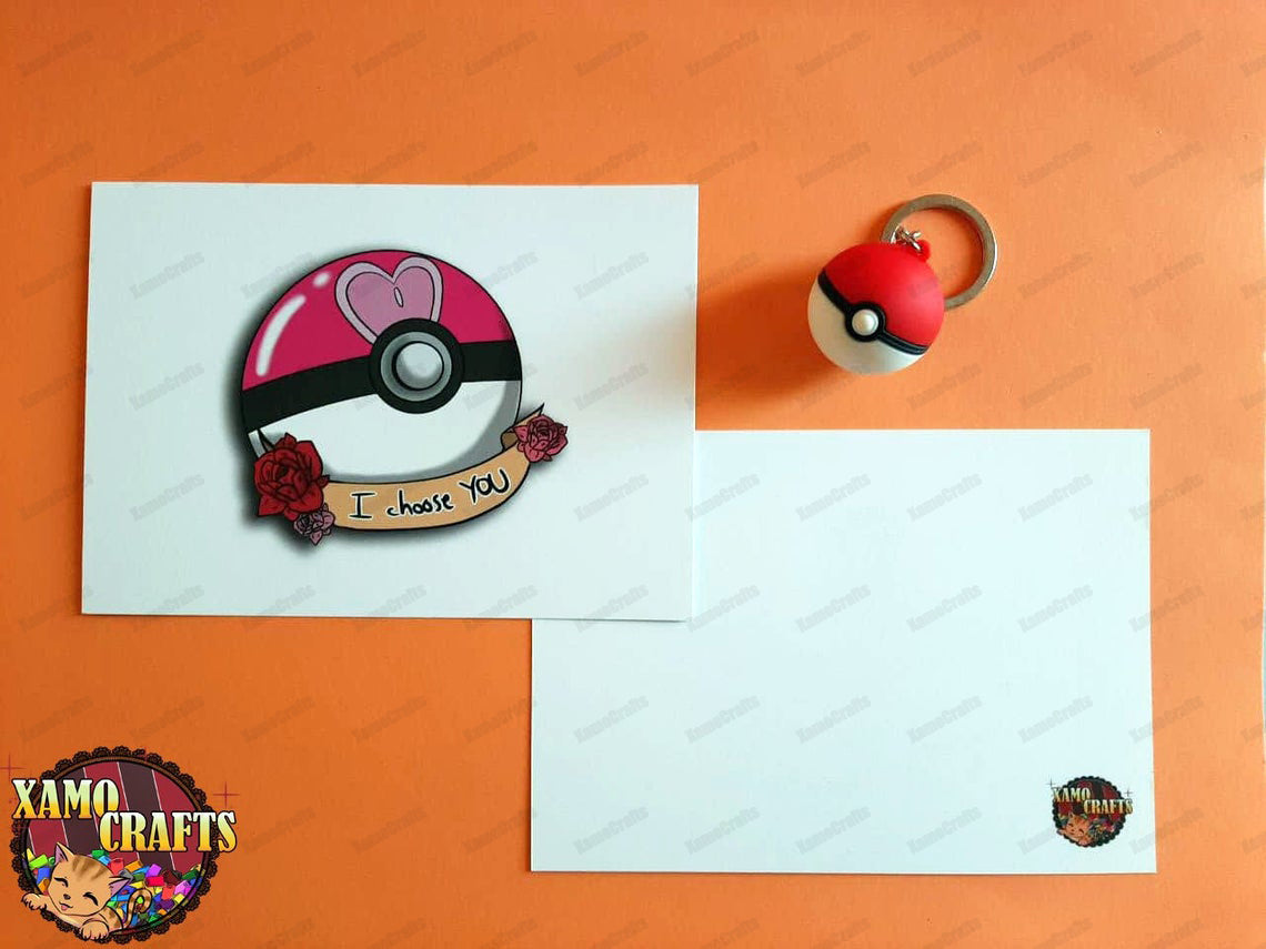 Tarjeta "I CHOOSE YOU" de POKÉMON (AmorBall) Tienda-XamoCrafts