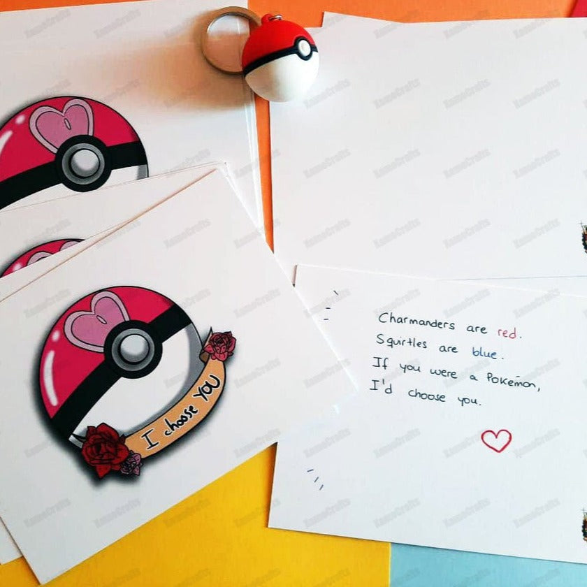 Tarjeta "I CHOOSE YOU" de POKÉMON (AmorBall) Tienda-XamoCrafts