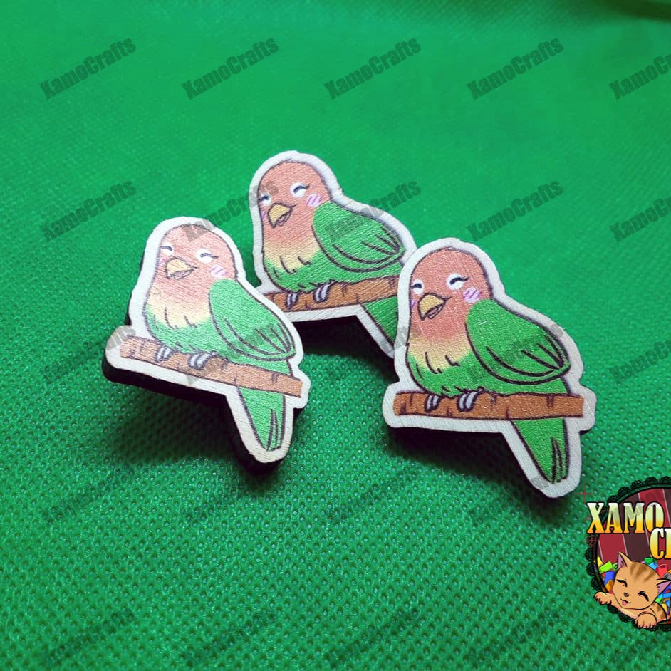 Pin de madera de Agapornis KOKORO Tienda-XamoCrafts