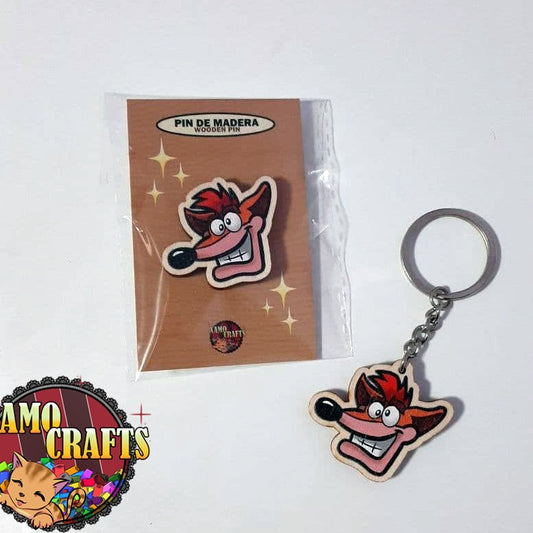 Pin de madera de Crash Bandicoot Tienda-XamoCrafts
