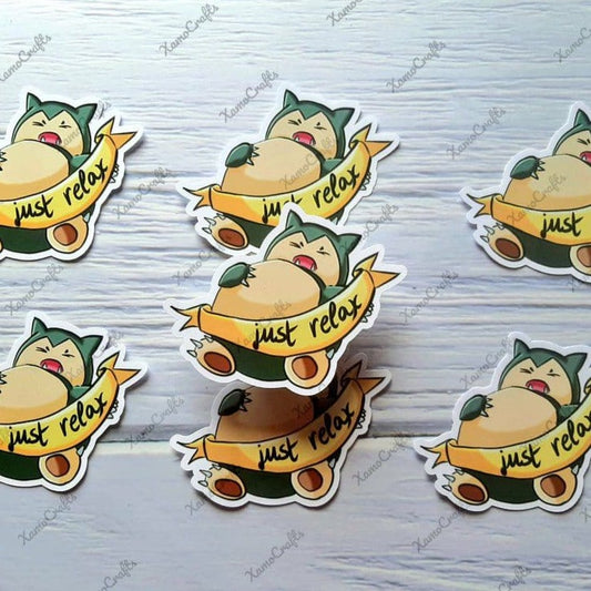 Pegatinas de Snorlax "Just Relax" [Stickers] Tienda-XamoCrafts